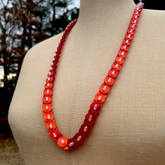 Vintage Jewelry - Vintage Button & Faux Pearl Beaded Necklace Strand